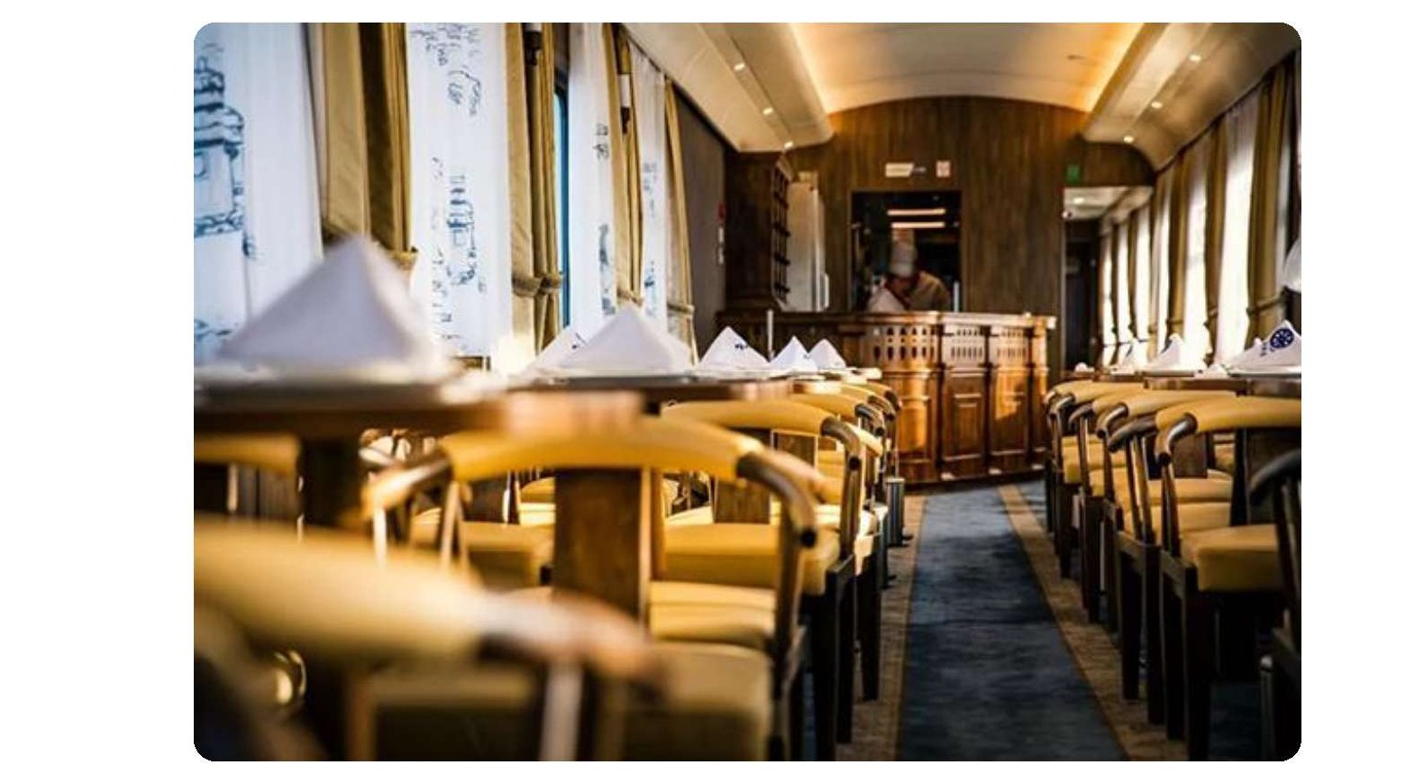 The Bayanr dining car of the Hulunbuir Express set for a six-course dinner