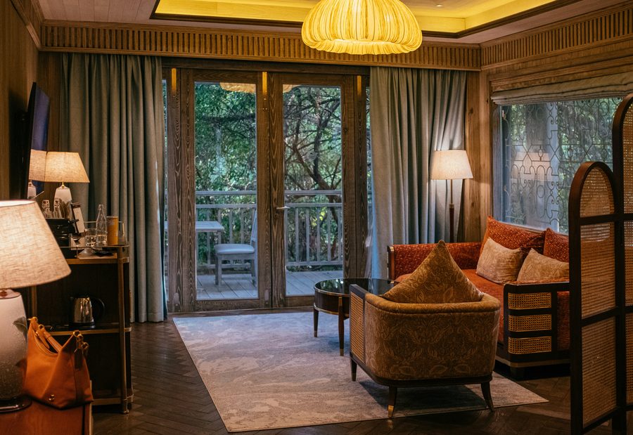 Luxury suite interior with warm lighting