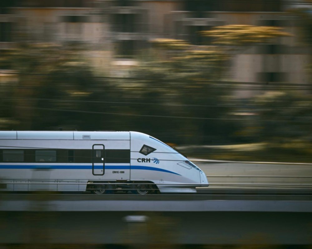 High-speed train in motion